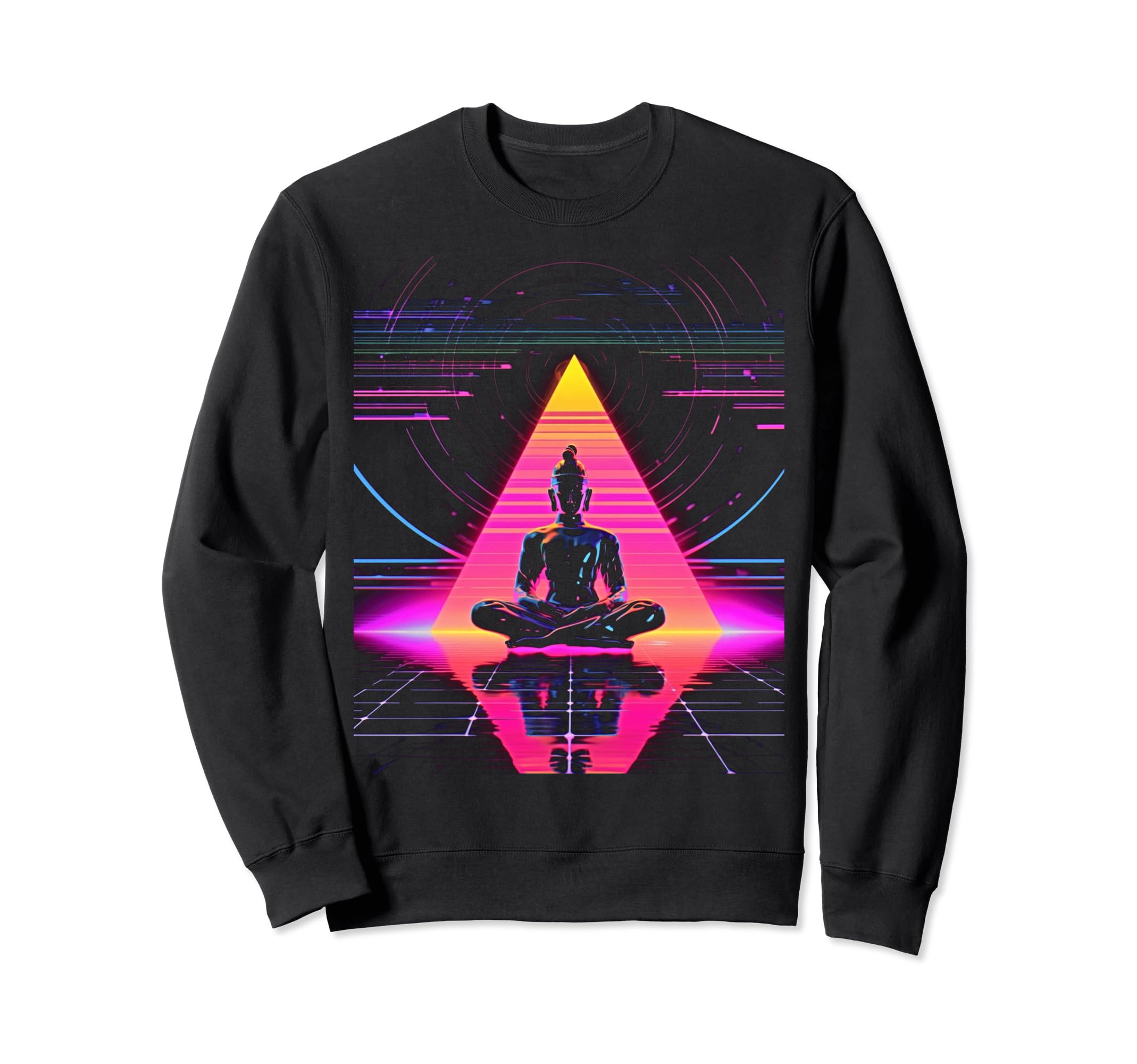 Synthwave Buddha Alien Sweatshirt - Casual Everyday Wear for Adults - T-Shirt, Sweatshirt, Hoodie