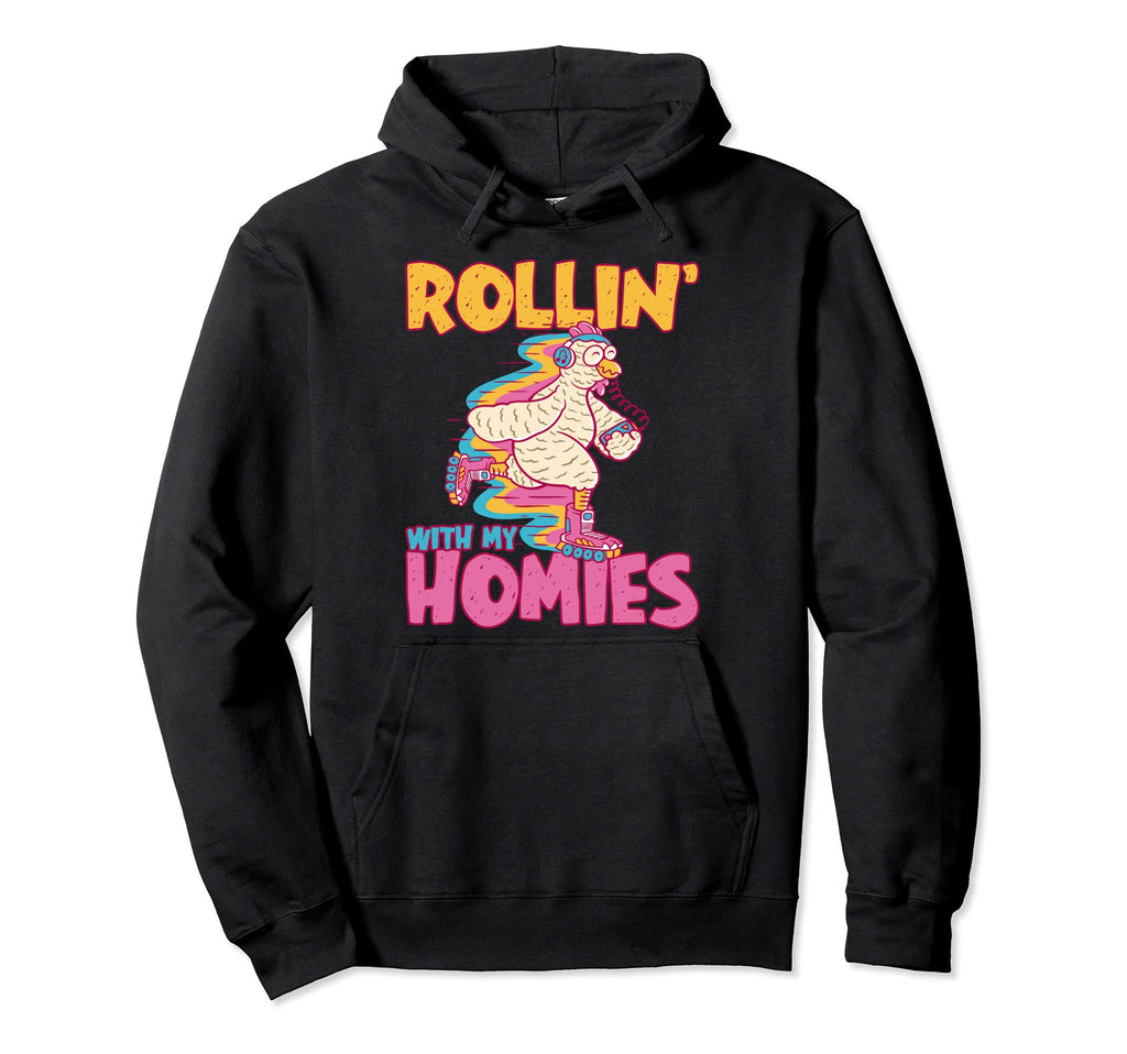 Roller Skating Rollin My Homies Hoodie - Custom Art Print for Adults - T-Shirt, Sweatshirt, Hoodie
