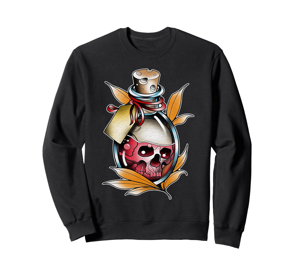 Skull Potion Poison Bottle Neo Sweatshirt - Minimalist Print Men Women - T-Shirt, Sweatshirt, Hoodie