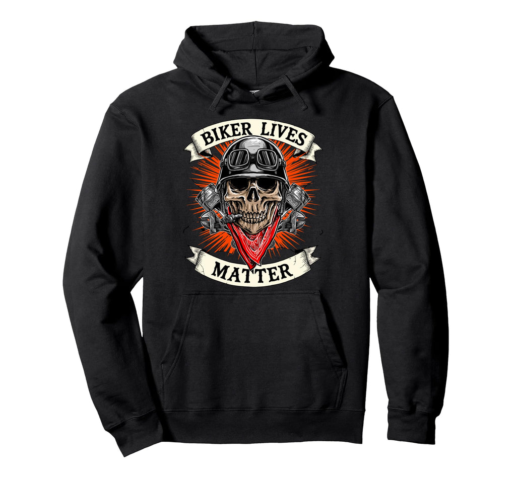 Skull Biker Lives Matter Motorcycles Hoodie - Aesthetic Graphic Unisex - T-Shirt, Sweatshirt, Hoodie