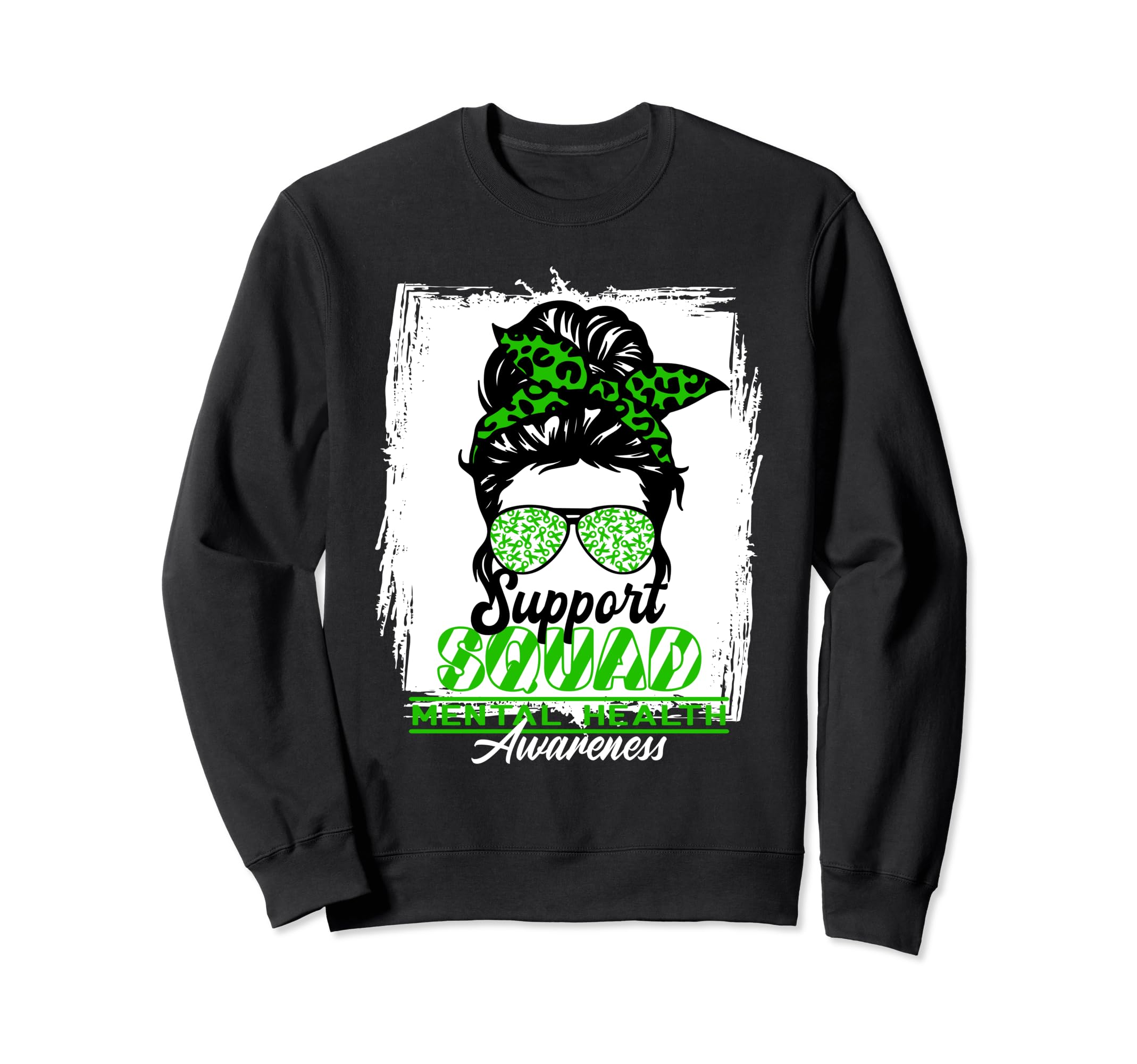Messy Bun Support Awareness Squad Sweatshirt - Aesthetic Graphic Men Women - T-Shirt, Sweatshirt, Hoodie