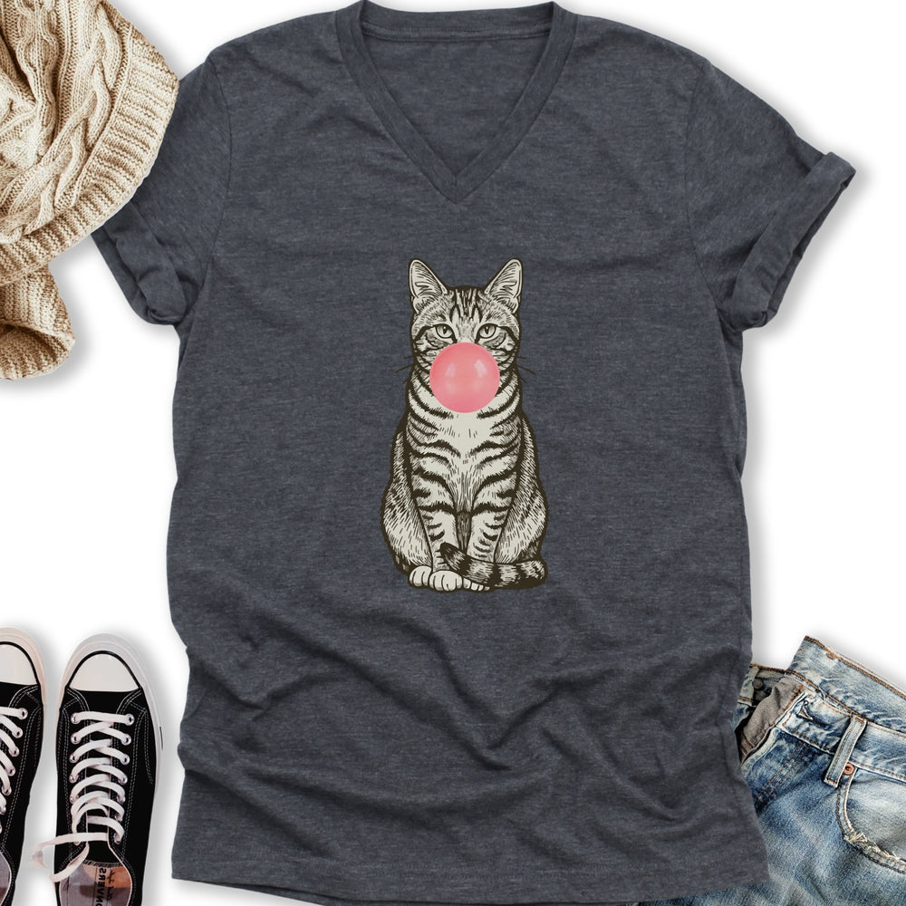 Tabby Bubblegum V-Neck - Adult & Kids T-Shirts, Sweatshirts & Hoodies apparel design preview 2