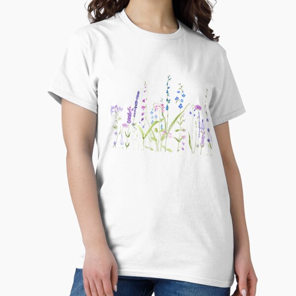 Hand painted purple blue wild flowers watercolor - Adult & Kids T-Shirts, Sweatshirts & Hoodies apparel design preview 1