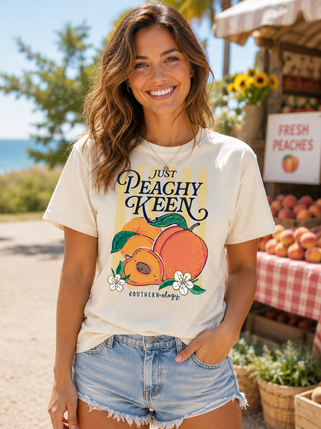 Southernology Just Peachy Keen Comfort Colors - Adult & Kids T-Shirts, Sweatshirts & Hoodies apparel design preview 1