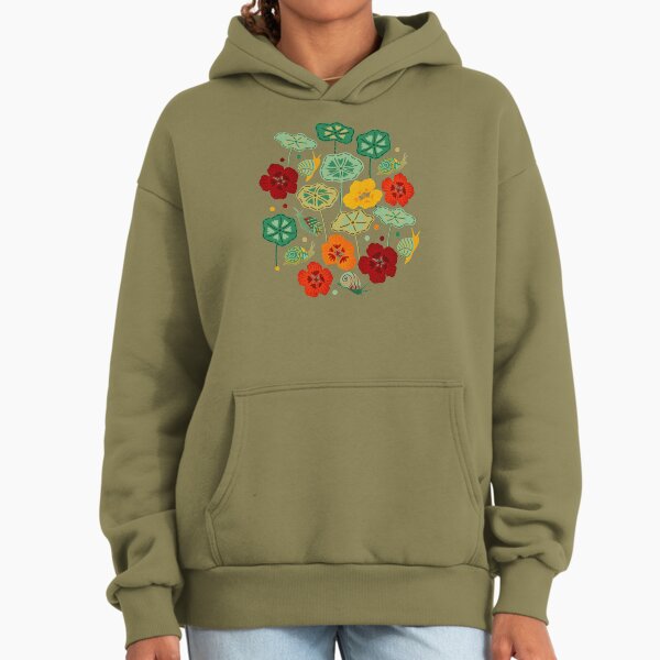 Nasturtiums Snails On Brown - Adult & Kids T-Shirts, Sweatshirts & Hoodies apparel design preview 1