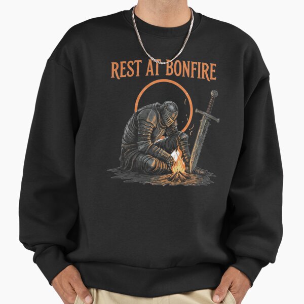 Dark Fantasy Bonfire Knight Rest and Try Again - Adult & Kids T-Shirts, Sweatshirts & Hoodies apparel design preview 1