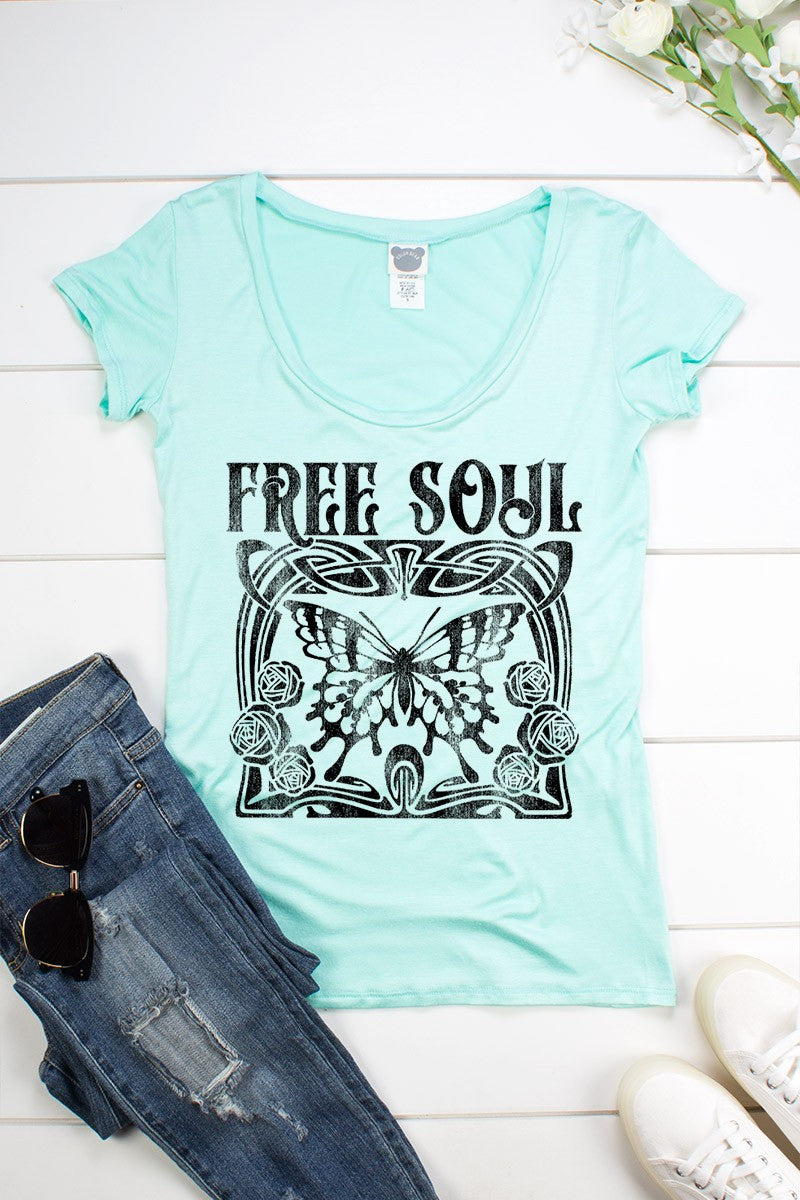 Free Soul Butterfly Scoop Neck Short Sleeve - Adult & Kids T-Shirts, Sweatshirts & Hoodies apparel design preview 1