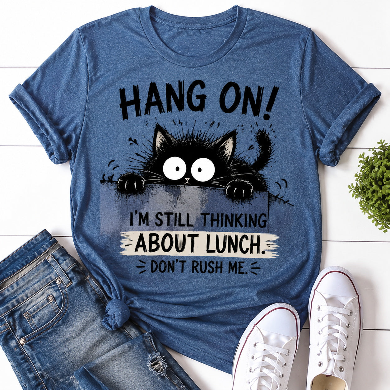 Hang On Cat Print Women Slogan - Adult & Kids T-Shirts, Sweatshirts & Hoodies apparel design preview 1
