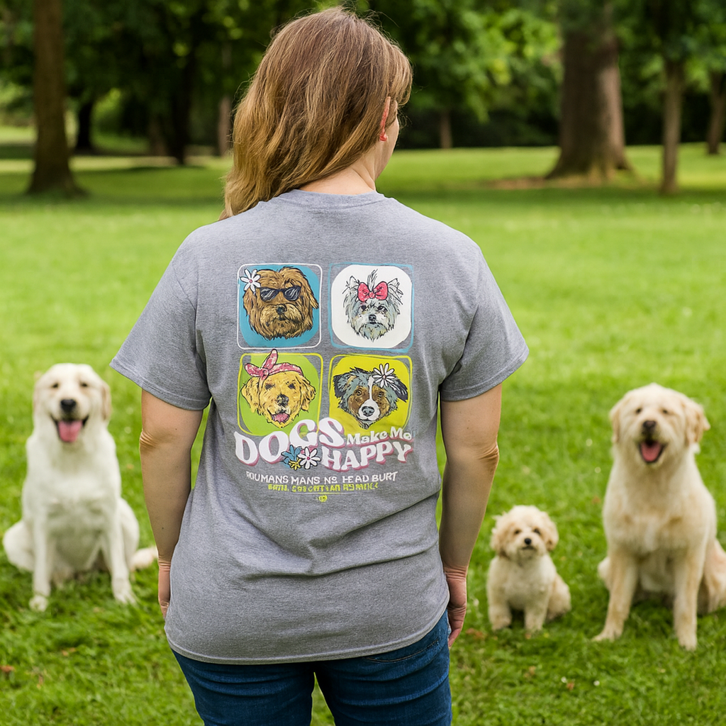Girlie Girl Originals Dogs Make Me Happy - Adult & Kids T-Shirts, Sweatshirts & Hoodies apparel design preview 1