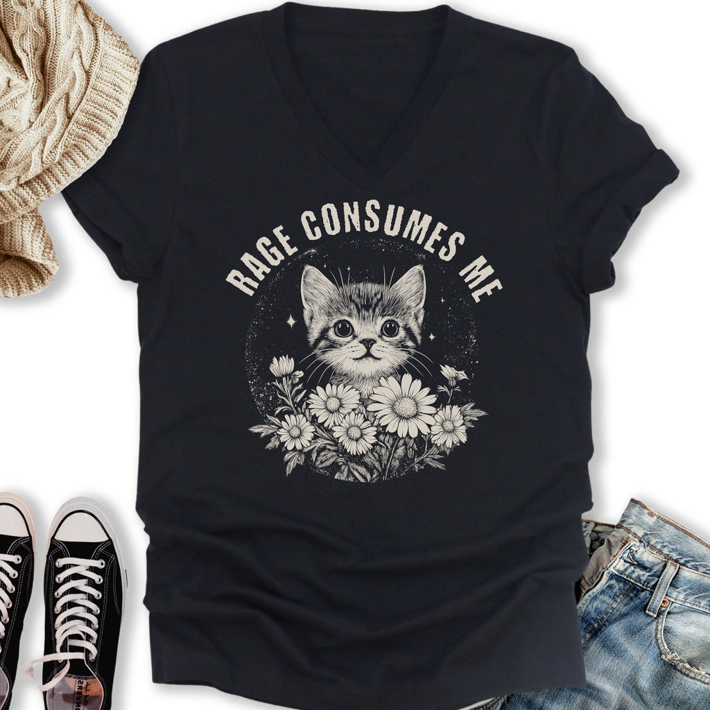 Rage Consumes Me V-Neck - Adult & Kids T-Shirts, Sweatshirts & Hoodies apparel design preview 1