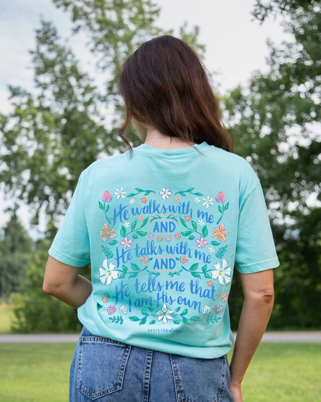 Southernology He Walks with Me Faith Comfort Colors - Adult & Kids T-Shirts, Sweatshirts & Hoodies apparel design preview 1