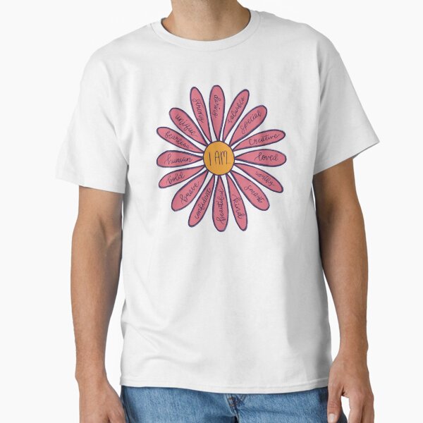 Pink Flower I Am Positive Affirmations Sticker Daisy - Adult & Kids T-Shirts, Sweatshirts & Hoodies apparel design preview 1