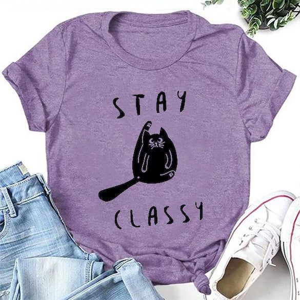 Stay Classy Cat Print Women Slogan - Adult & Kids T-Shirts, Sweatshirts & Hoodies apparel design preview 2