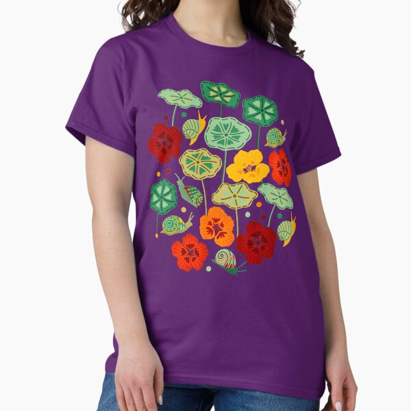 Nasturtiums Snails On Brown - Adult & Kids T-Shirts, Sweatshirts & Hoodies apparel design preview 1