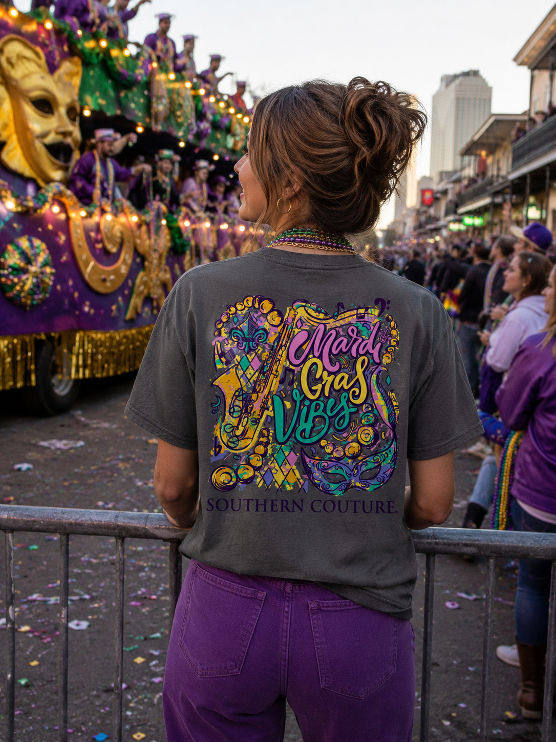 Southern Couture Classic Mardi Gras Vibes - Adult & Kids T-Shirts, Sweatshirts & Hoodies apparel design preview 1