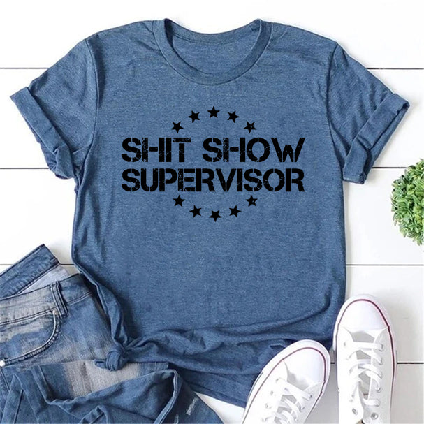 Shit Show Supervisor Letter Print Women Slogan - Adult & Kids T-Shirts, Sweatshirts & Hoodies apparel design preview 2
