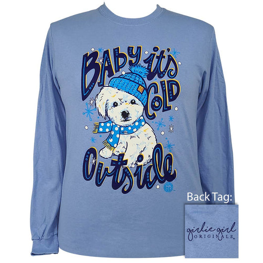 Girlie Girl Originals Cold Outside Puppy Holiday - Adult & Kids T-Shirts, Sweatshirts & Hoodies apparel design preview 1