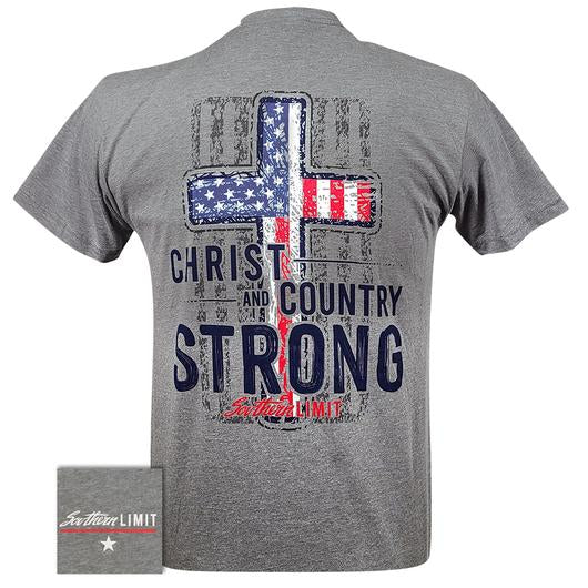 Southern Limits Christ And Country Strong USA Cross - Adult & Kids T-Shirts, Sweatshirts & Hoodies apparel design preview 2
