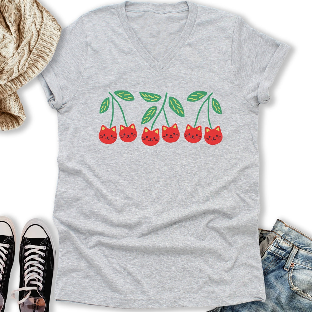 Cherry Kittens V-Neck - Adult & Kids T-Shirts, Sweatshirts & Hoodies apparel design preview 1