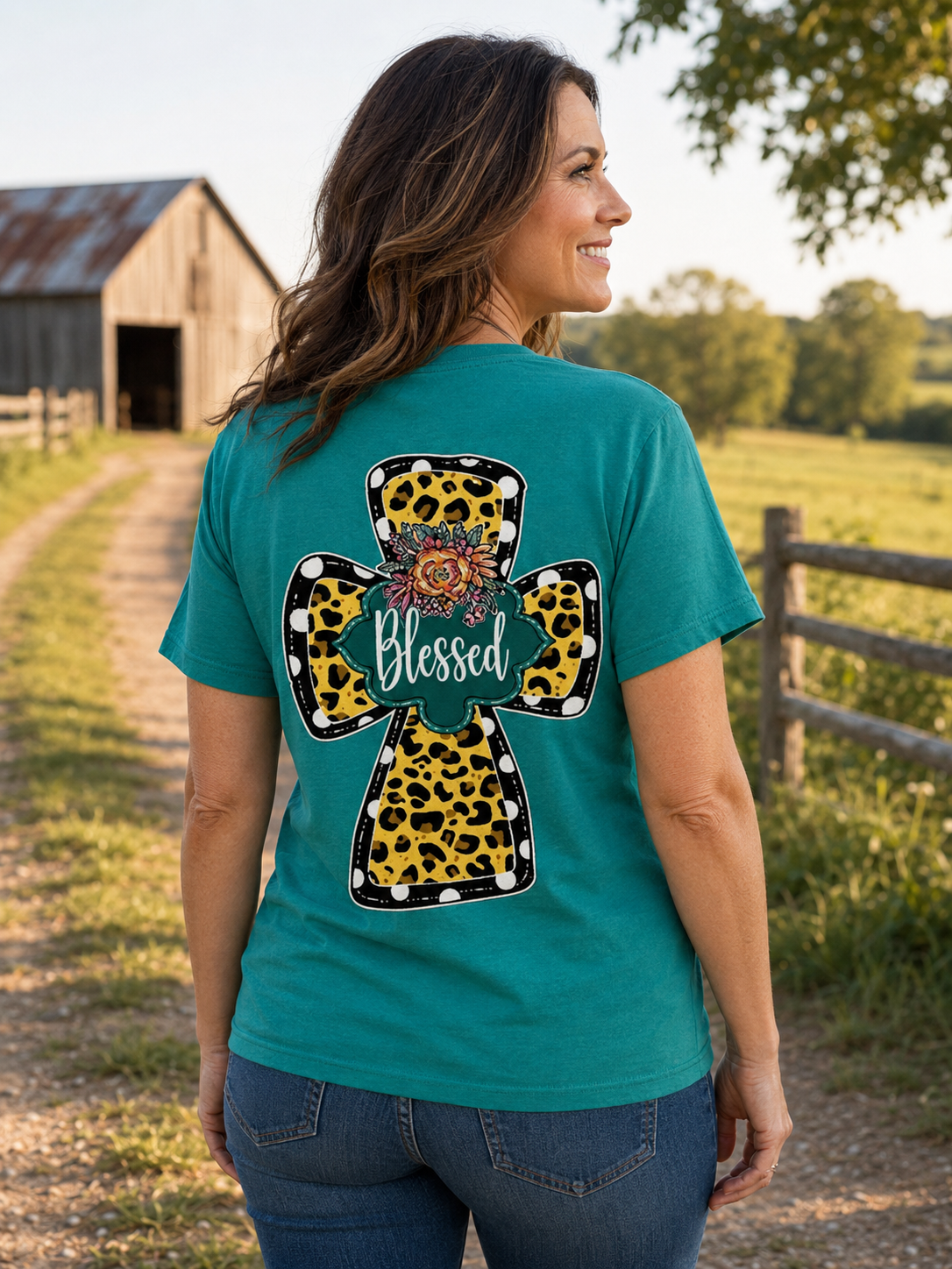 Sassy Frass Blessed Leopard Cross Faith - Adult & Kids T-Shirts, Sweatshirts & Hoodies apparel design preview 1