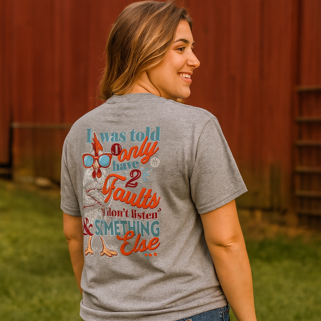 Girlie Girl Originals Two Faults Chicken - Adult & Kids T-Shirts, Sweatshirts & Hoodies apparel design preview 1