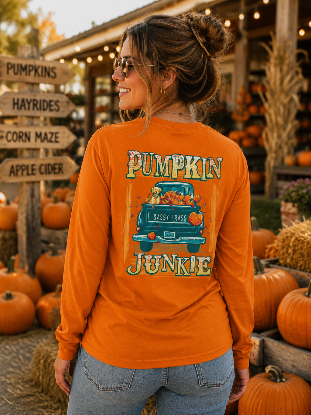 SALE Sassy Frass Pumpkin Junkie Fall - Adult & Kids T-Shirts, Sweatshirts & Hoodies apparel design preview 1