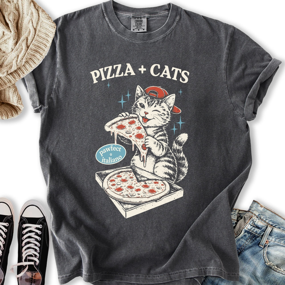 Pizza and Cats - Adult & Kids T-Shirts, Sweatshirts & Hoodies apparel design preview 1