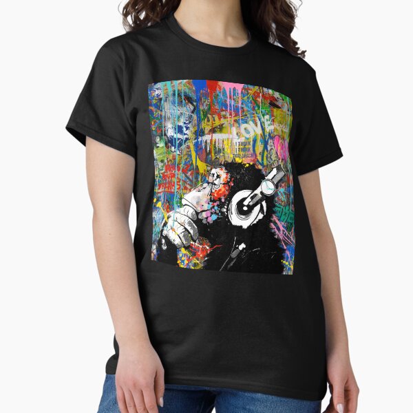 Monkey Thinker Banksy Urban Contemporary Colorful - Adult & Kids T-Shirts, Sweatshirts & Hoodies apparel design preview 1