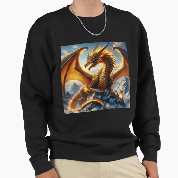 Yellow golden dragon on the rocks,Legendary - Adult & Kids T-Shirts, Sweatshirts & Hoodies apparel design preview 1