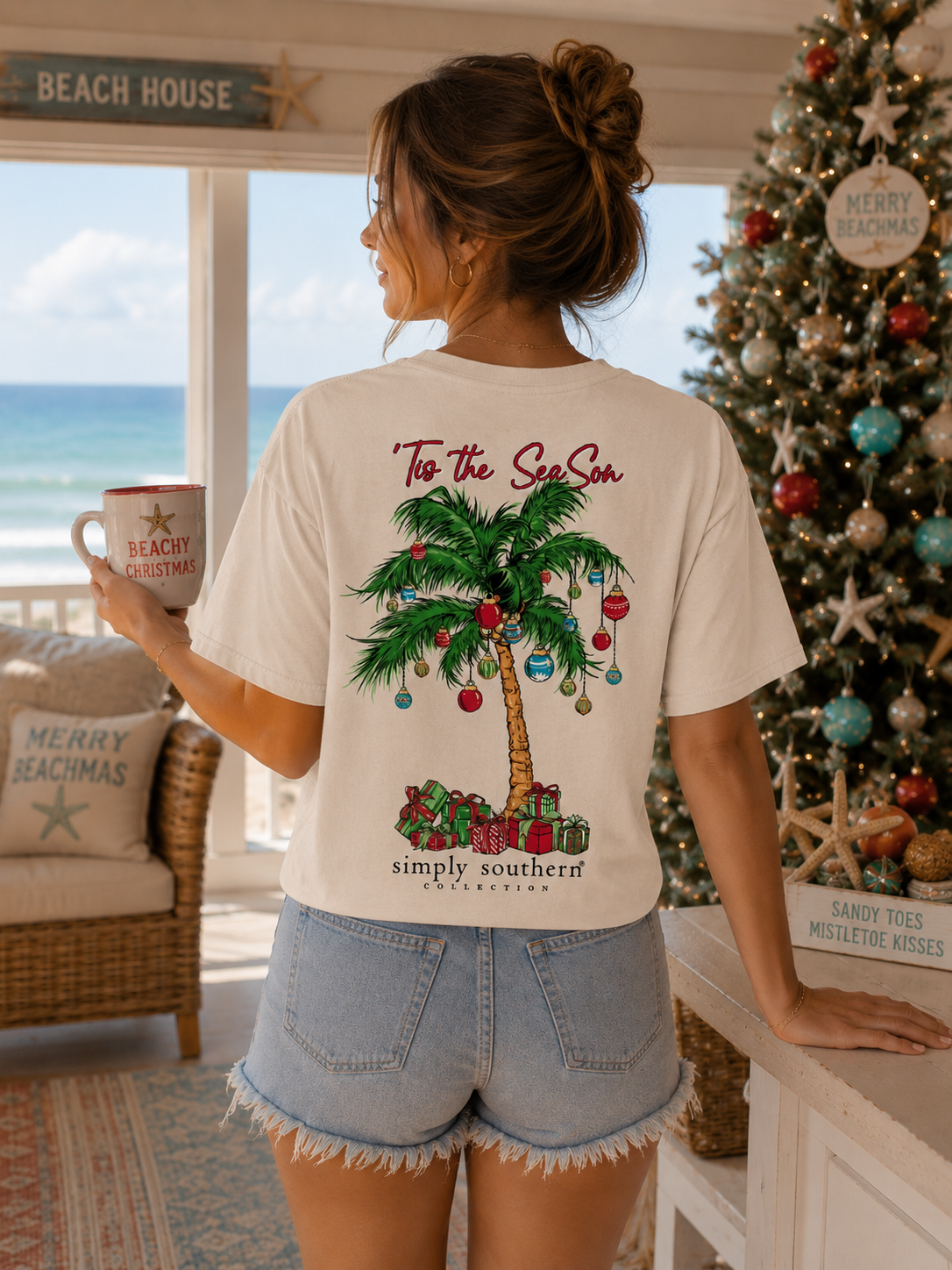 Simply Southern Christmas Palm Tree Holiday - Adult & Kids T-Shirts, Sweatshirts & Hoodies apparel design preview 1