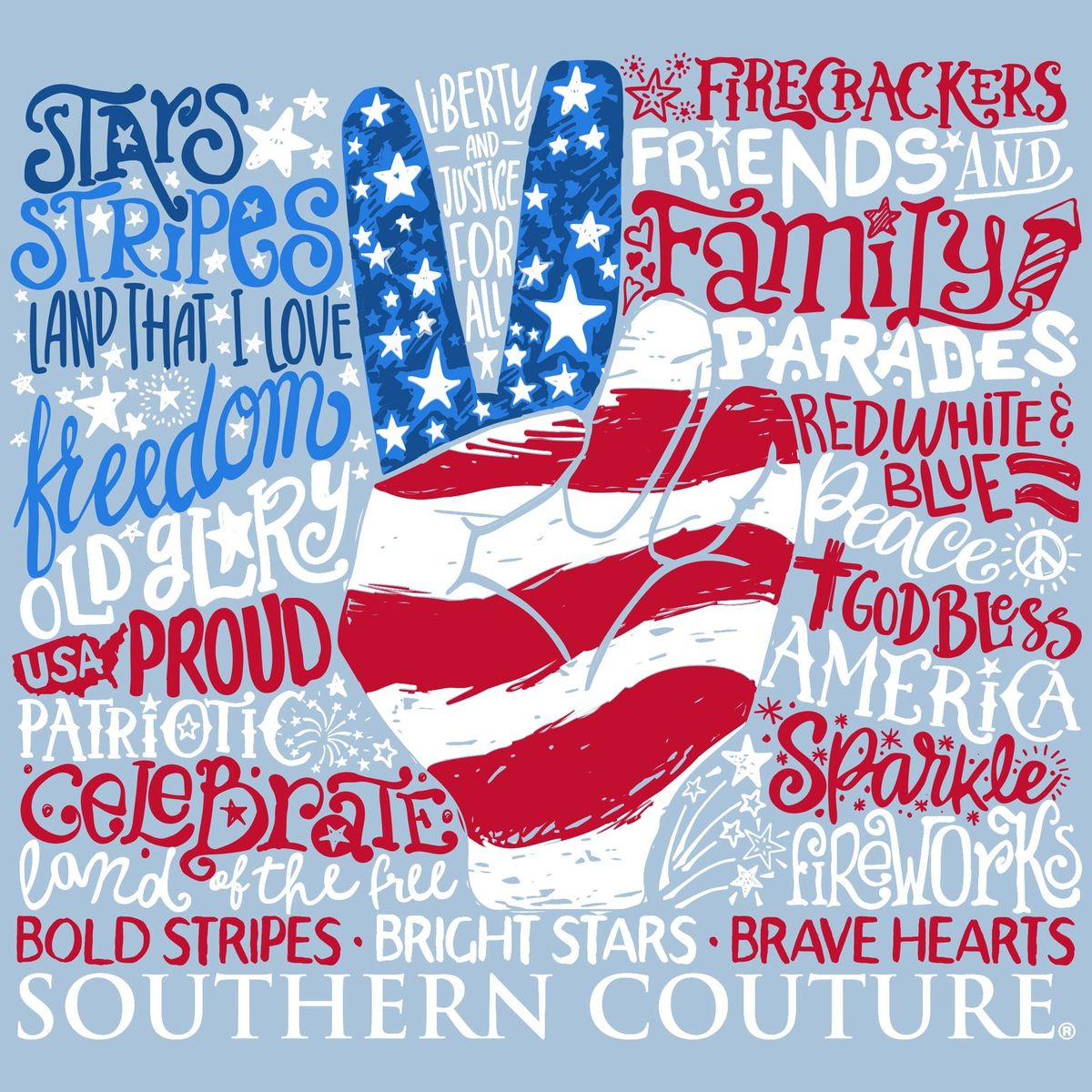 Southern Couture Classic Stars Stripes Peace USA - Adult & Kids T-Shirts, Sweatshirts & Hoodies apparel design preview 2