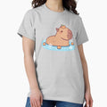 Cute Capybara With Orange On Head Chilling In Hot - Adult & Kids T-Shirts, Sweatshirts & Hoodies apparel design preview 1