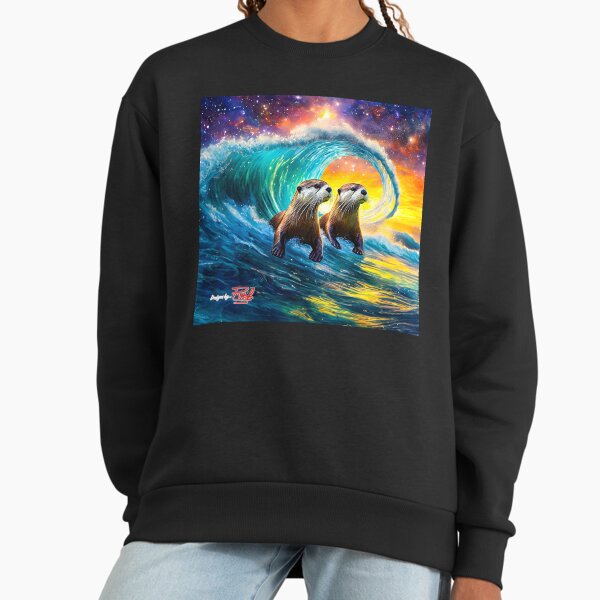 Otters Surfing The Galaxy Design by Rich AMeN Gill - Adult & Kids T-Shirts, Sweatshirts & Hoodies apparel design preview 1