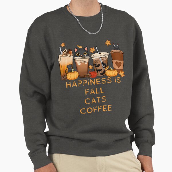 Happiness Is Fall Cats And Coffee - Adult & Kids T-Shirts, Sweatshirts & Hoodies apparel design preview 1