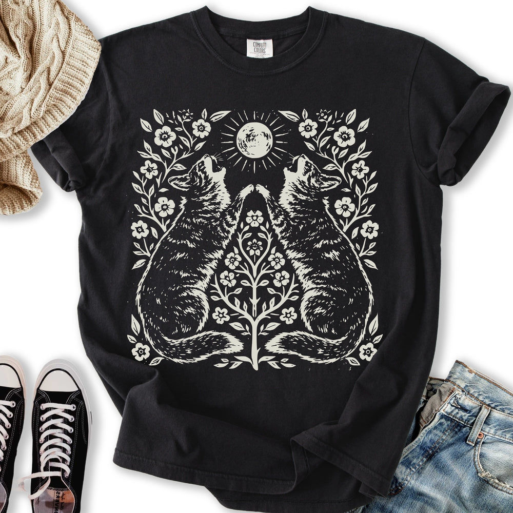Woodblock Cat Print - Adult & Kids T-Shirts, Sweatshirts & Hoodies apparel design preview 2