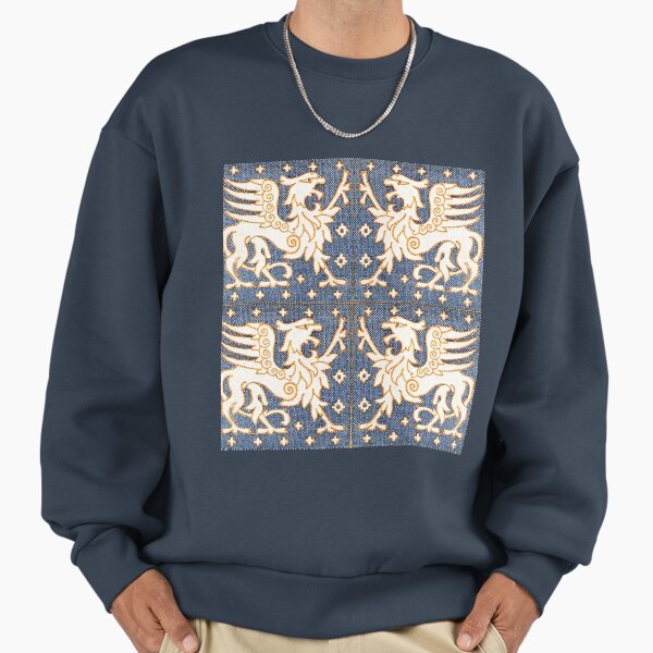 GOLD WHITE GRYPHONS IN BLUE Medieval Bestiary - Adult & Kids T-Shirts, Sweatshirts & Hoodies apparel design preview 1