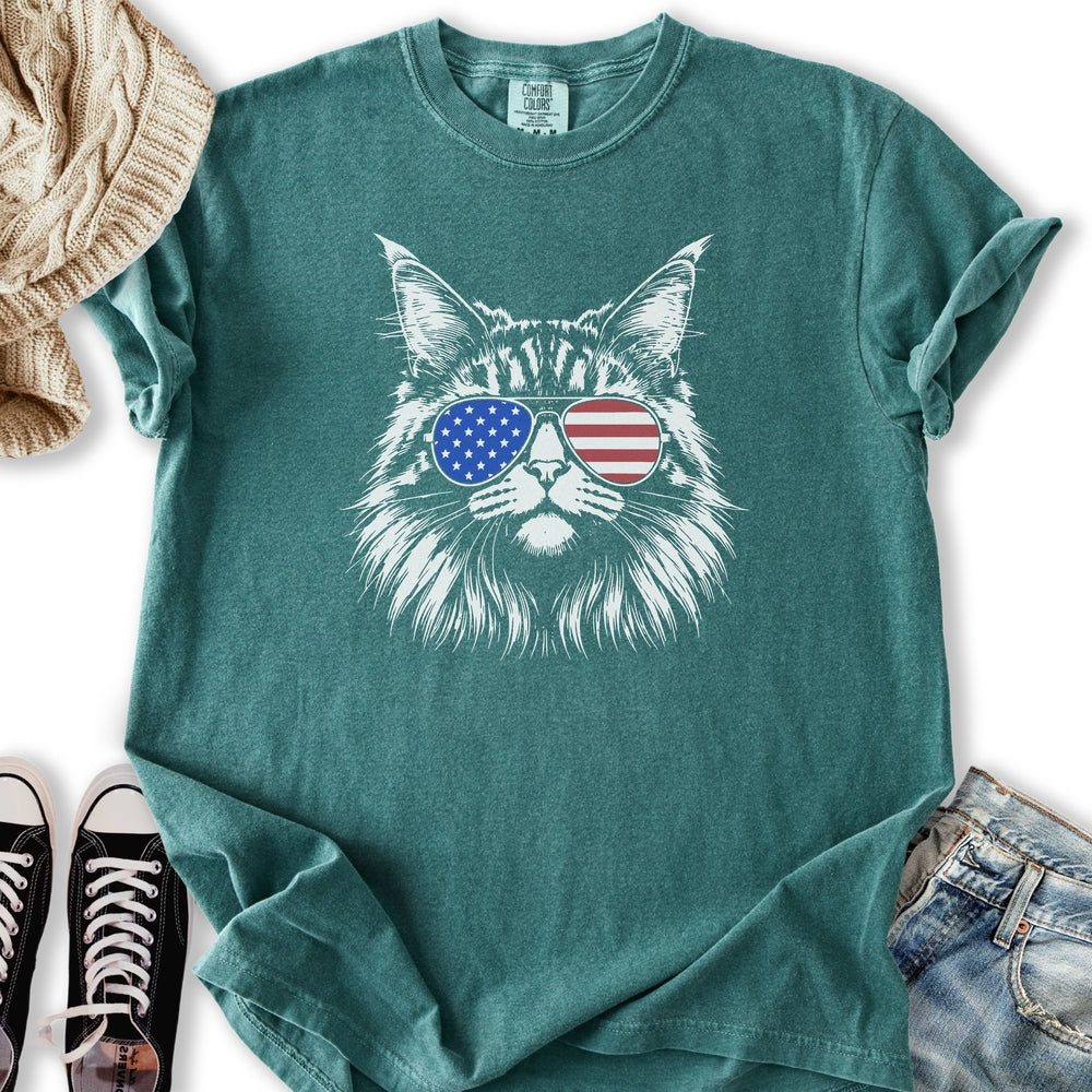 USA Aviator Long Hair Cat - Adult & Kids T-Shirts, Sweatshirts & Hoodies apparel design preview 2