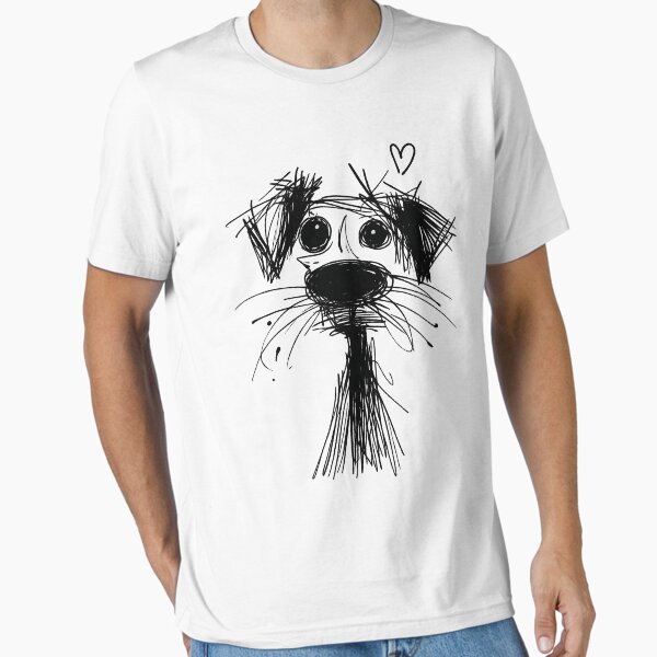 Cute Scribble Dog Minimal Sketch Cartoon - Adult & Kids T-Shirts, Sweatshirts & Hoodies apparel design preview 1