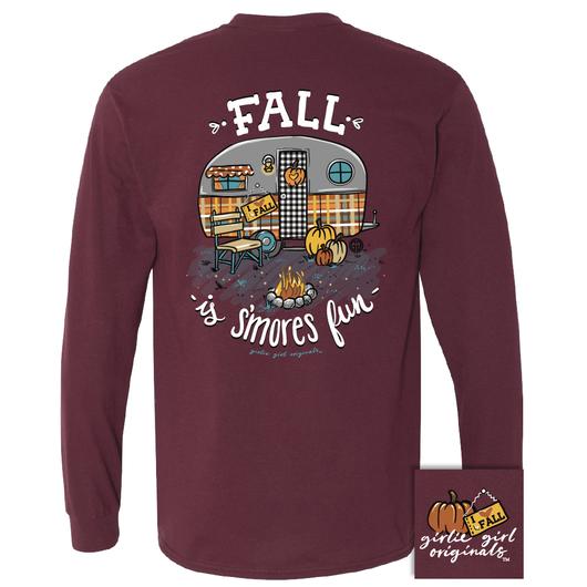Girlie Girl Fall Is S'mores Fun Camper - Adult & Kids T-Shirts, Sweatshirts & Hoodies apparel design preview 2