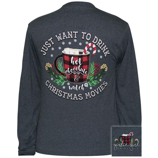Girlie Girl Originals Hot Chocolate Christmas Movies - Adult & Kids T-Shirts, Sweatshirts & Hoodies apparel design preview 1