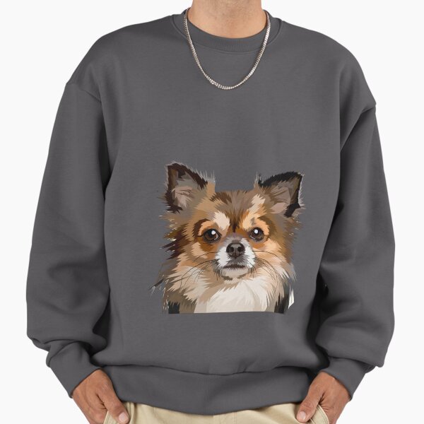 Long haired Chihuahua Brown Head Face - Adult & Kids T-Shirts, Sweatshirts & Hoodies apparel design preview 1
