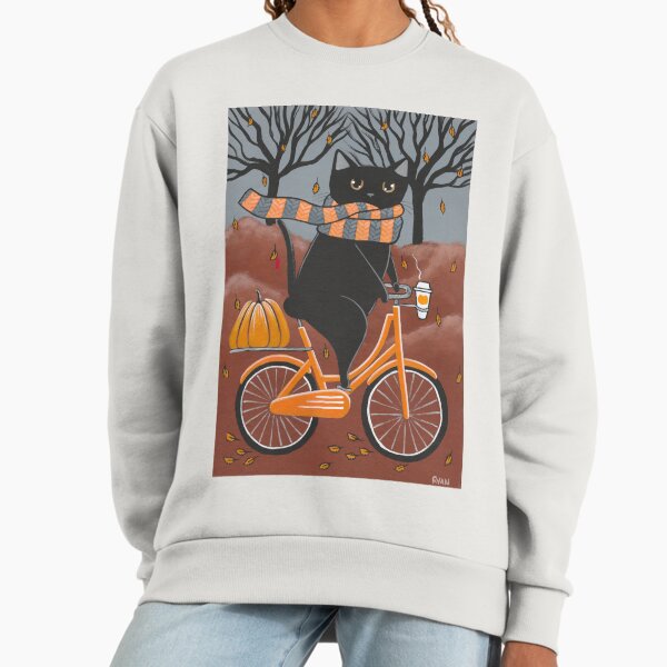 Black Cat Autumn Bicycle Ride - Adult & Kids T-Shirts, Sweatshirts & Hoodies apparel design preview 1