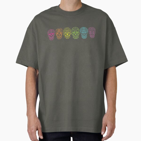 Rainbow Colored Sugar Skulls for Mexican Dia De Los - Adult & Kids T-Shirts, Sweatshirts & Hoodies apparel design preview 1