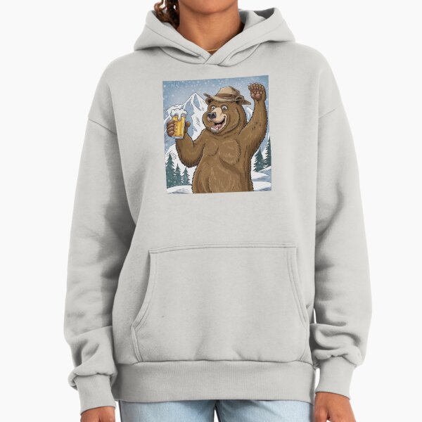 Party Bear In The Snow With a Beer His Paw - Adult & Kids T-Shirts, Sweatshirts & Hoodies apparel design preview 1