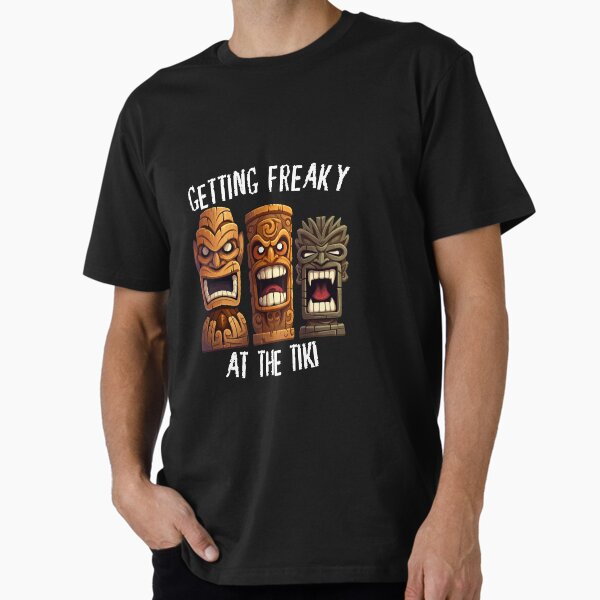 Three Tiki Statues Getting Freaky At The (White - Adult & Kids T-Shirts, Sweatshirts & Hoodies apparel design preview 1