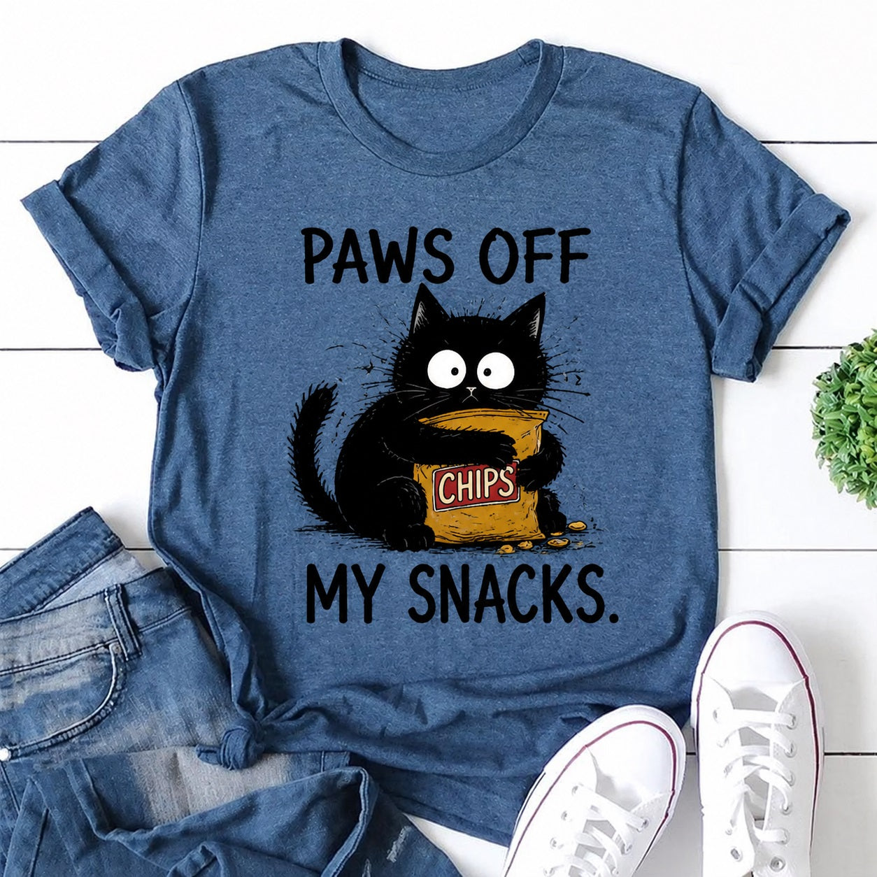 Paws Off My Snacks Cat Print Women Slogan - Adult & Kids T-Shirts, Sweatshirts & Hoodies apparel design preview 1