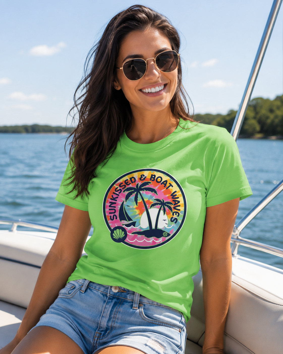 Girlie Girl Originals Sun Boat Waves - Adult & Kids T-Shirts, Sweatshirts & Hoodies apparel design preview 1