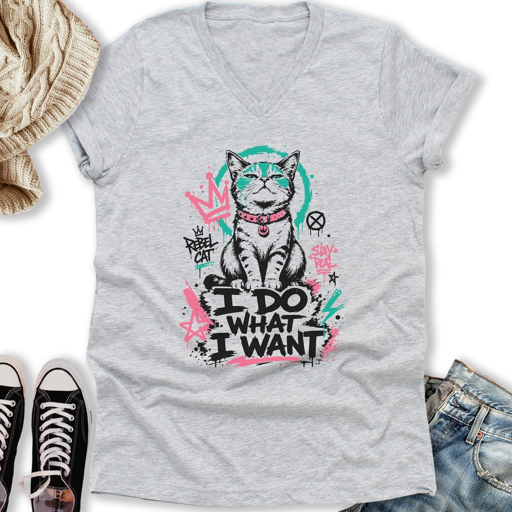 Streetart Cat V-Neck - Adult & Kids T-Shirts, Sweatshirts & Hoodies apparel design preview 1
