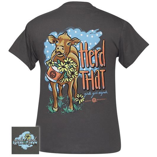 Girlie Girl Originals Preppy Herd That Cow Sunflower - Adult & Kids T-Shirts, Sweatshirts & Hoodies apparel design preview 1