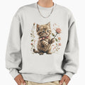 Cute Woodland Kitten Flower Illustration - Adult & Kids T-Shirts, Sweatshirts & Hoodies apparel design preview 1